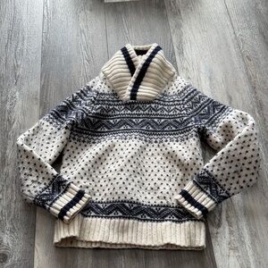 Cozy Knit Patterned‎ Sweater - Cream and Black